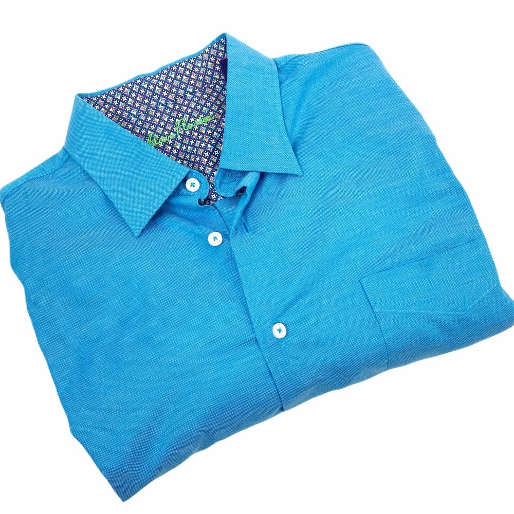Alan Flusser Blue Casual Button Down XL